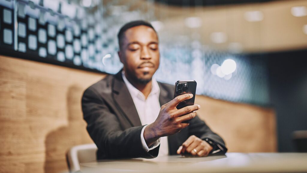 A user of the Pinewood system accessing the tool from their mobile phone via the browser