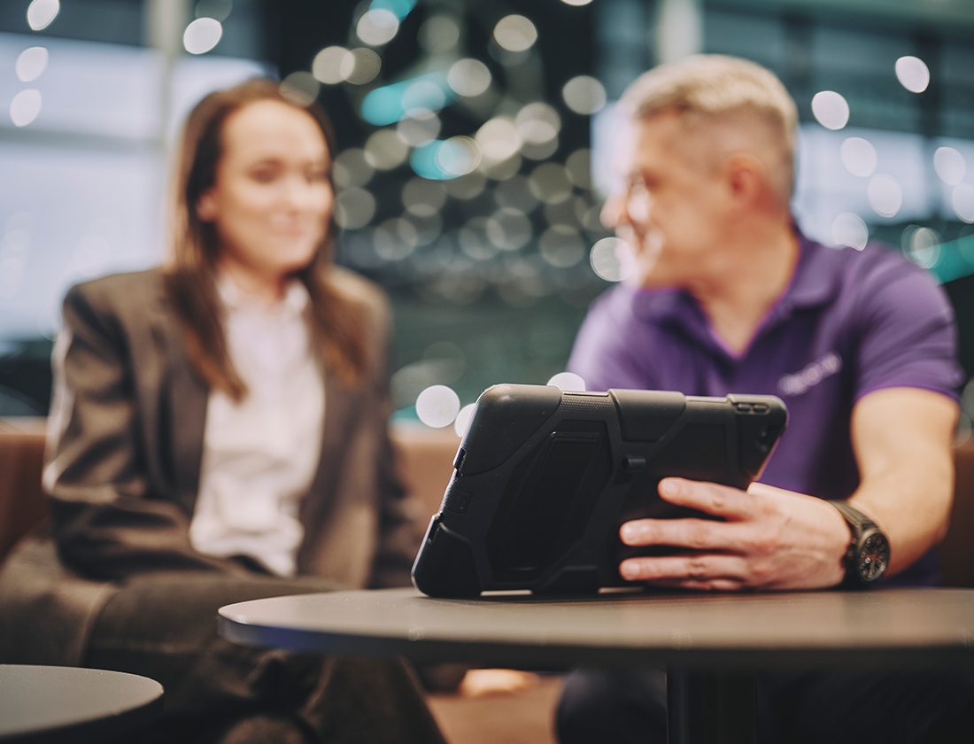 Pinewood support showing the product inside a dealership on a tablet