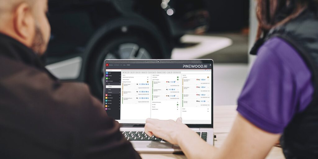 The Pinewood system being used within a car dealership