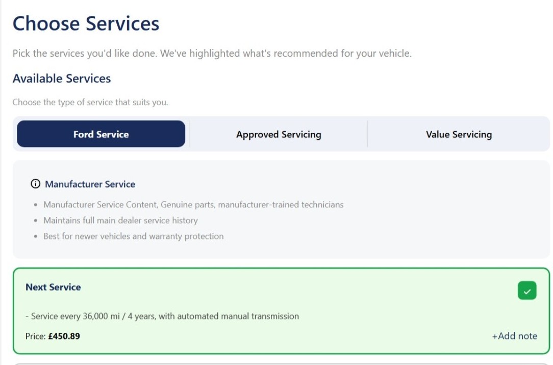 Online Service Booking Tool — choose services and pricing